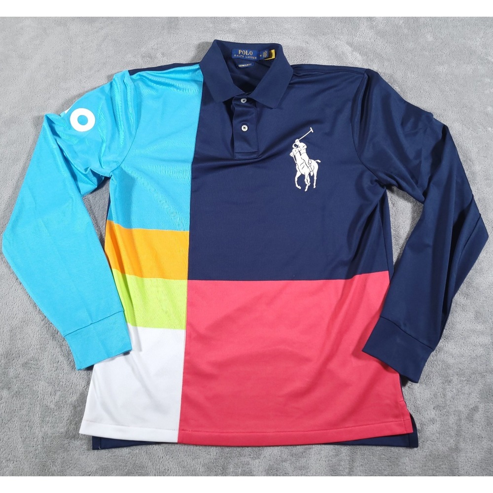 Polo Ralph Lauren Australian Open Ballperson Shirt Mens M Colorblock Long Sleeve